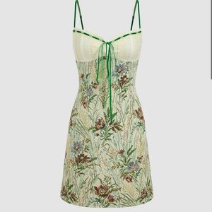 Cider JACQUARD FLORAL KNOTTED MINI DRESS